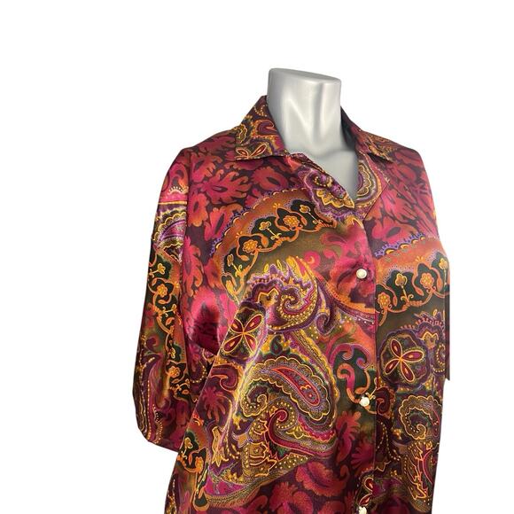 Vtg Victoria's Secret Gold Label Paisley Night Blouse M/L Nightgown Sleepwear - Picture 5 of 9